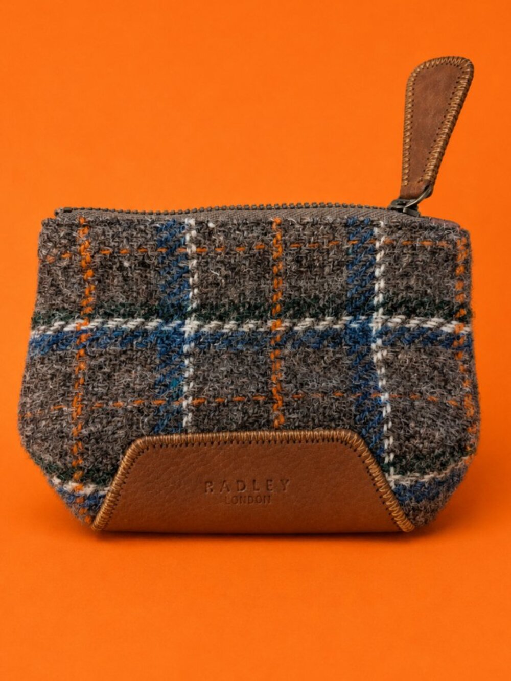 Radley London English Heritage Tartan Plaid Tweed & Leather Zip Coin Purse